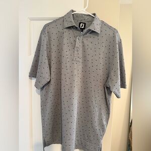 FootJoy Light Gray Polo with Navy Micro Dot Pattern
